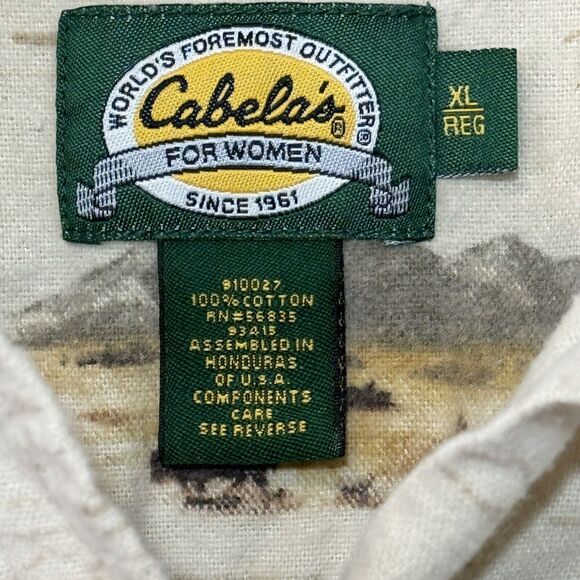 Vtg Cabela's Outdoor Mountain Range Buffalo Scenic Chamois Shirt Flannel Size XL - Picture 6 of 6